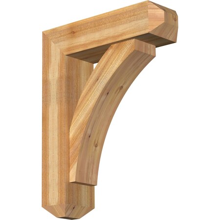 Ekena Millwork Thorton Craftsman Rough Sawn Bracket w/ Offset Brace, Western Red Cedar, 8"W x 28"D x 36"H BKT0806X28X36THR04RWR